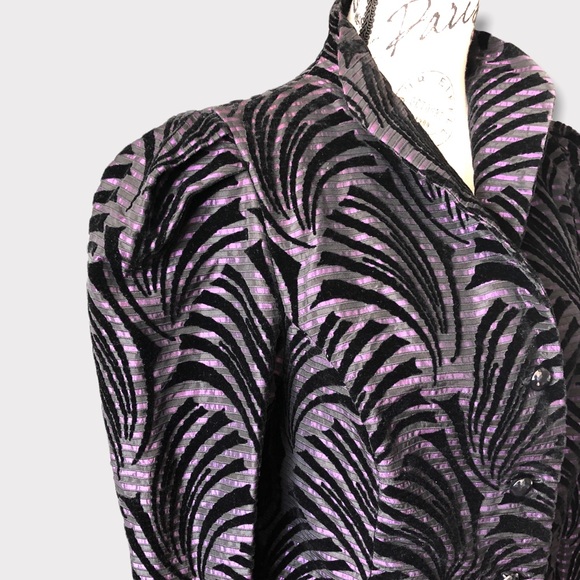 Vintabge 80s Womens Blazer Purple Black | Large - Picture 4 of 9